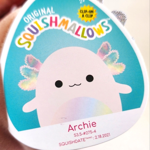 ARCHIE 🦎 HTF Rainbow Axolotl Clip Original Squishmallows by Kelly Toy Clip - Picture 3 of 8